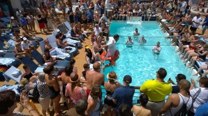 One officer makes a splashy entrance